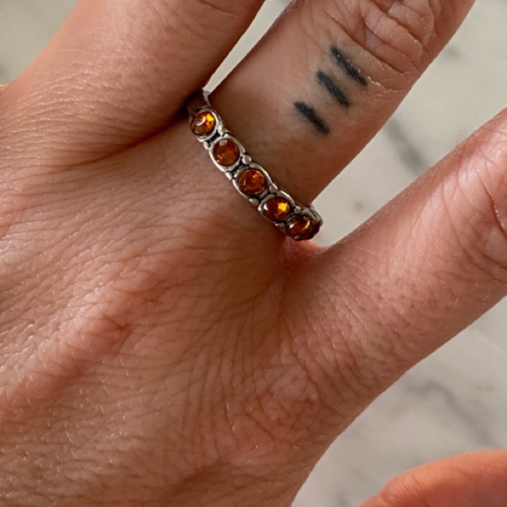 Silver and Orange Women's Ring
